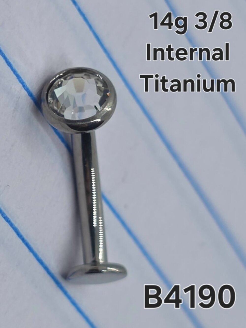 14g Titanium Silver Floating CZ 3/8 Belly Ring B4190